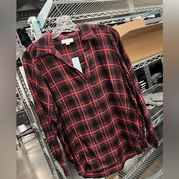 NWT Sp Plaid Blouse LOFT #ZZ - Picture 6 of 6